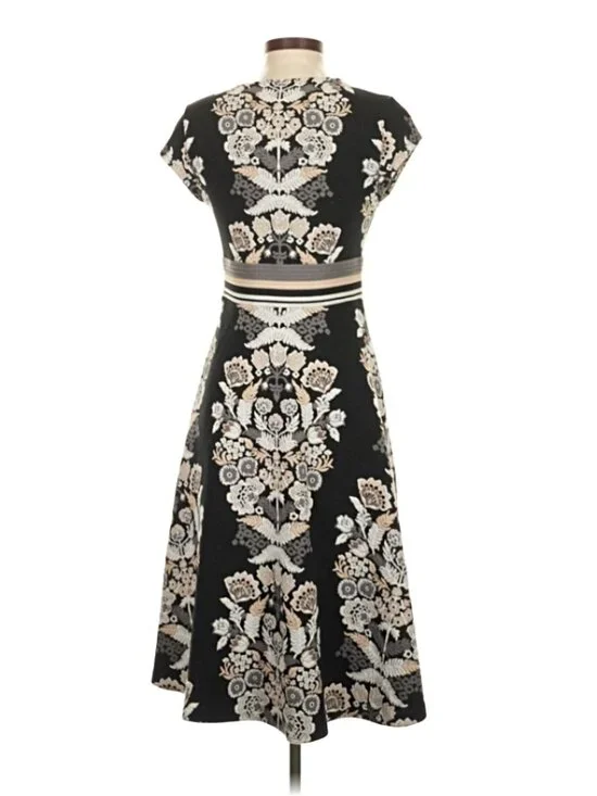 ETT TWA by Anthropologie Soiree Embroidered Midi Dress Size 4 Black - Picture 4 of 7